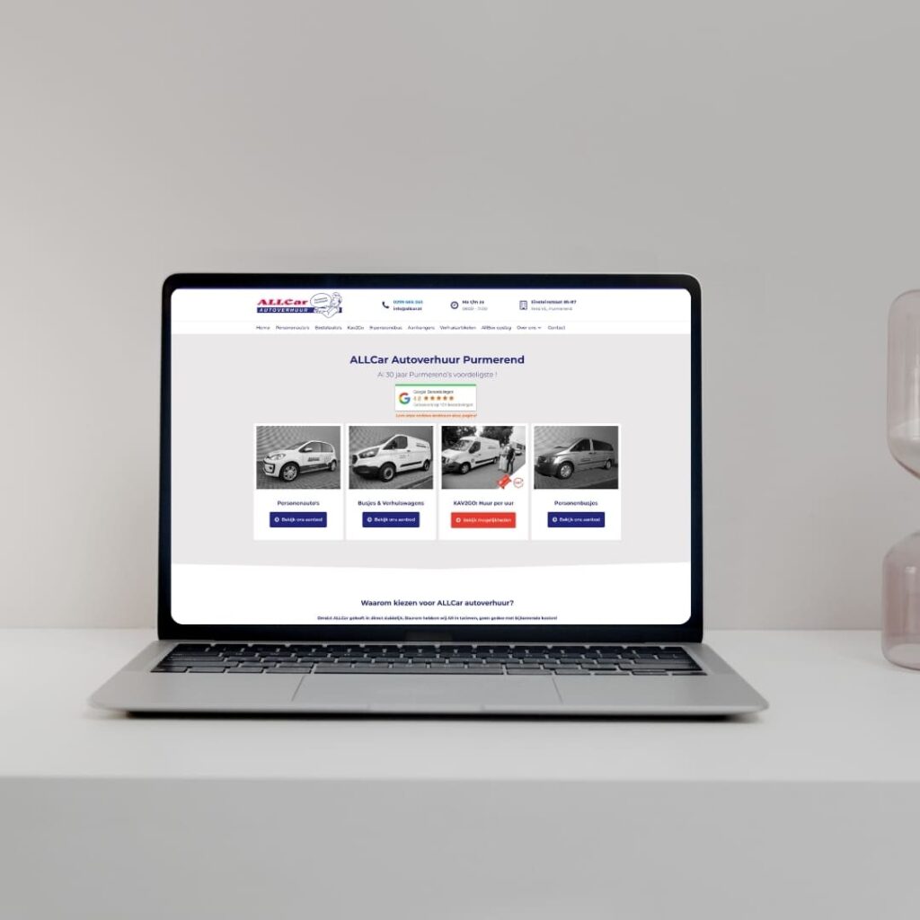 Project ALLCar Autoverhuur door Oventa Webdesign