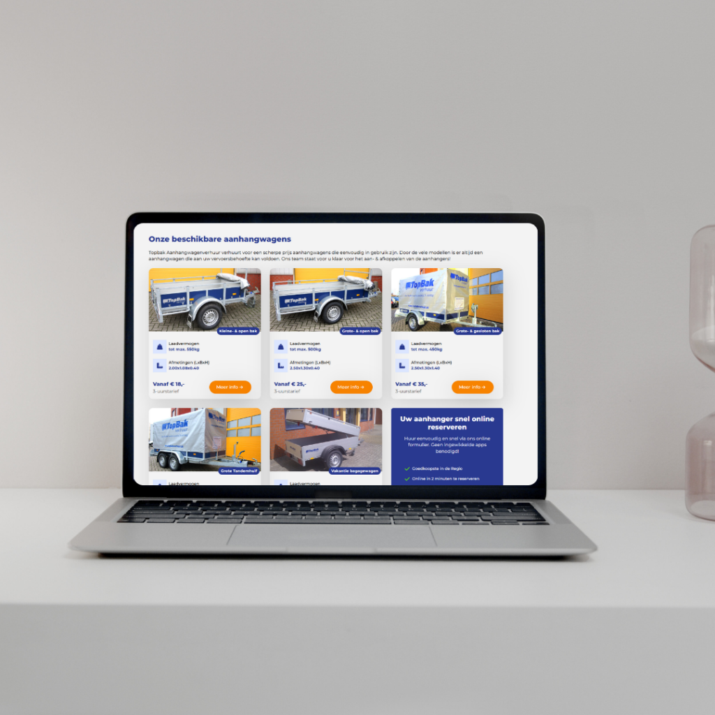 Project Topbak Verhuur door Oventa Webdesign