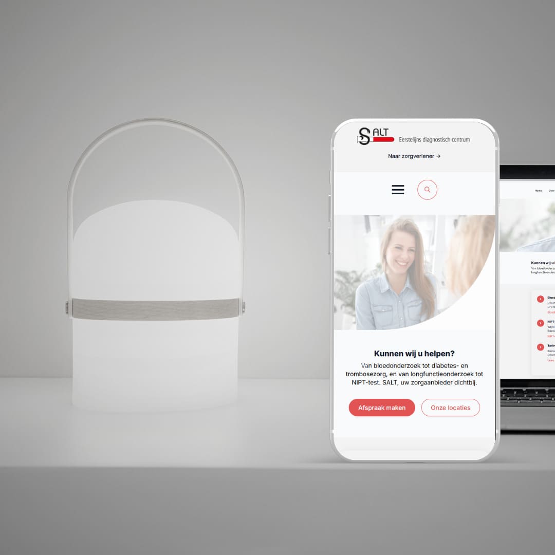 Website van SALT Nederland op mobiel