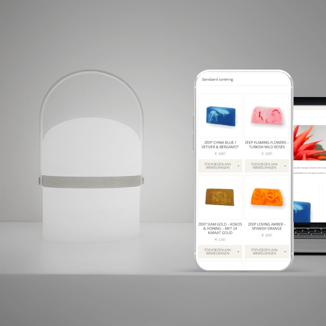 Website van Vivory op mobiel