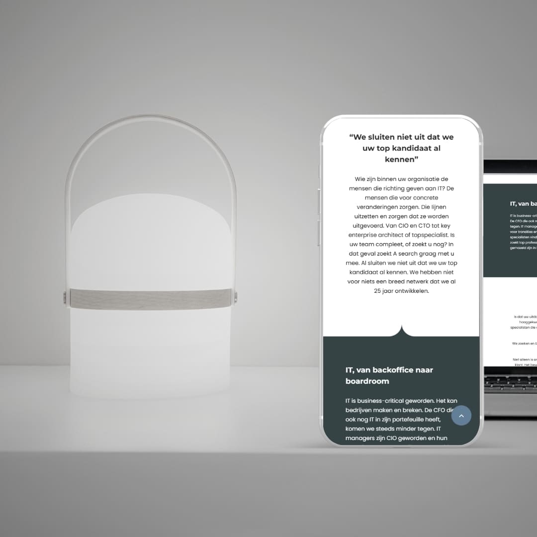 Website van A Search op mobiel