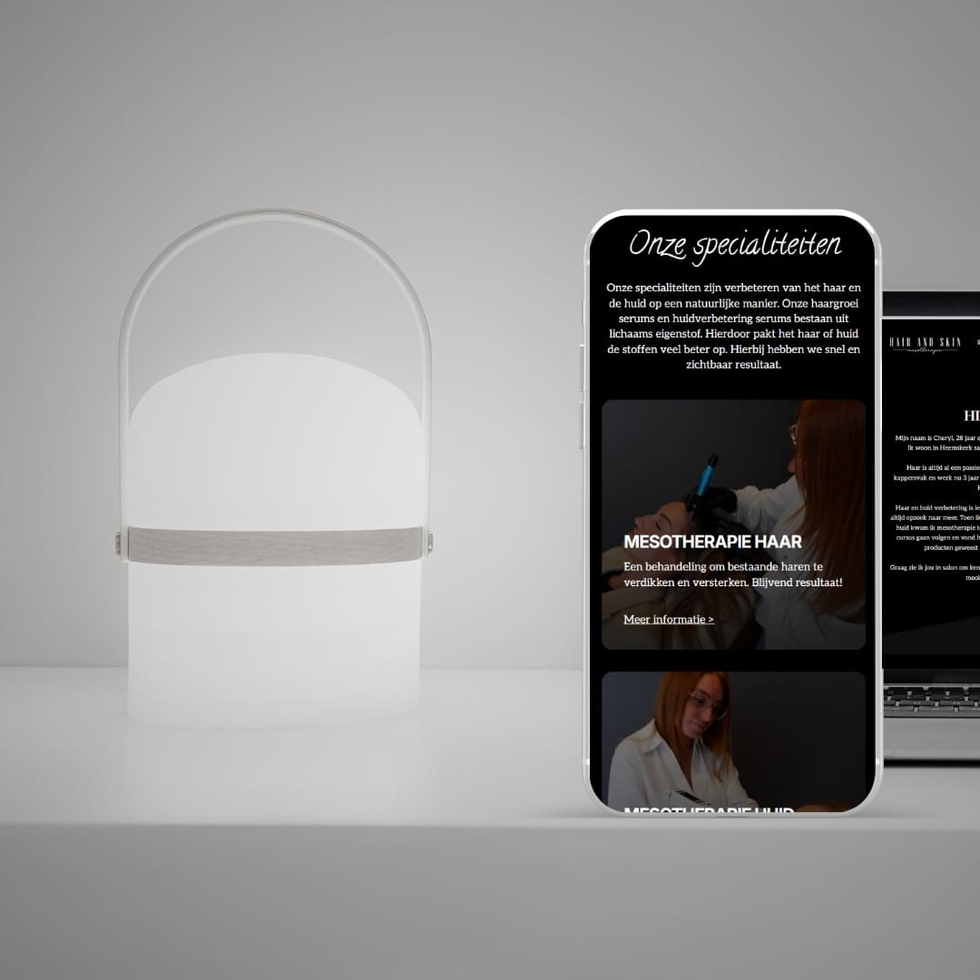 Website van Hair and Skin Mesotherapie op mobiel