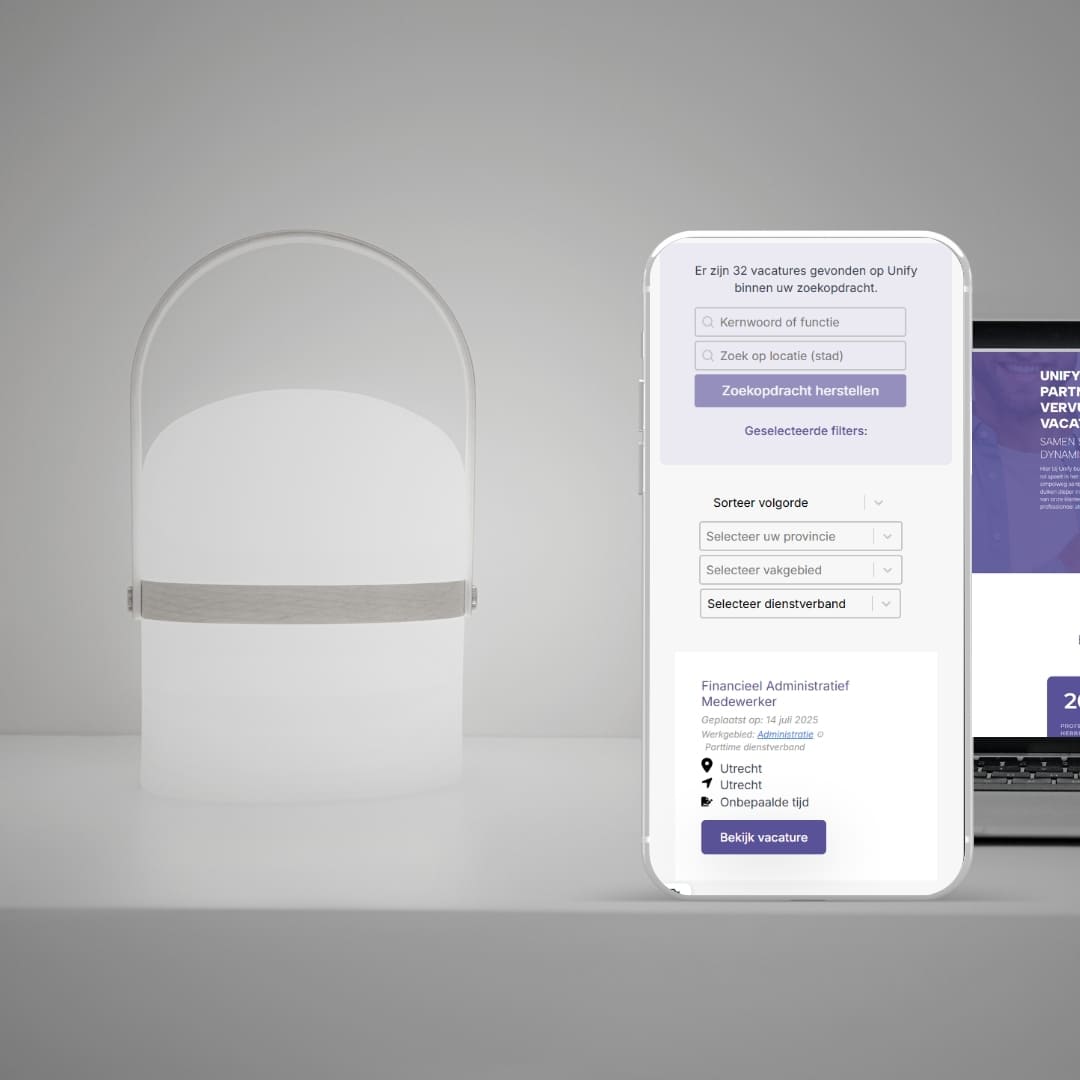 Website van Unifyrecruitment op mobiel