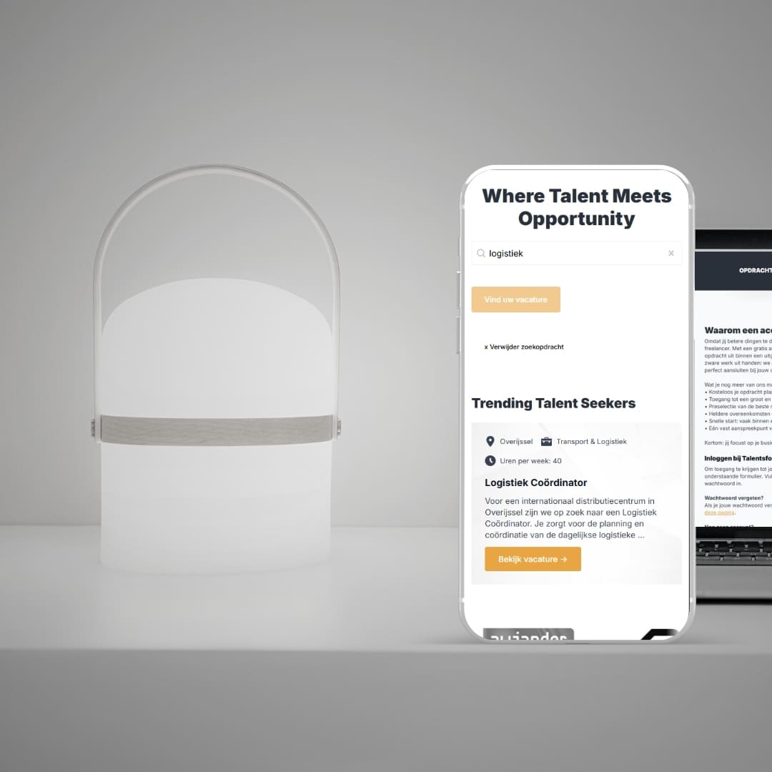 Website van Talentsforce op mobiel
