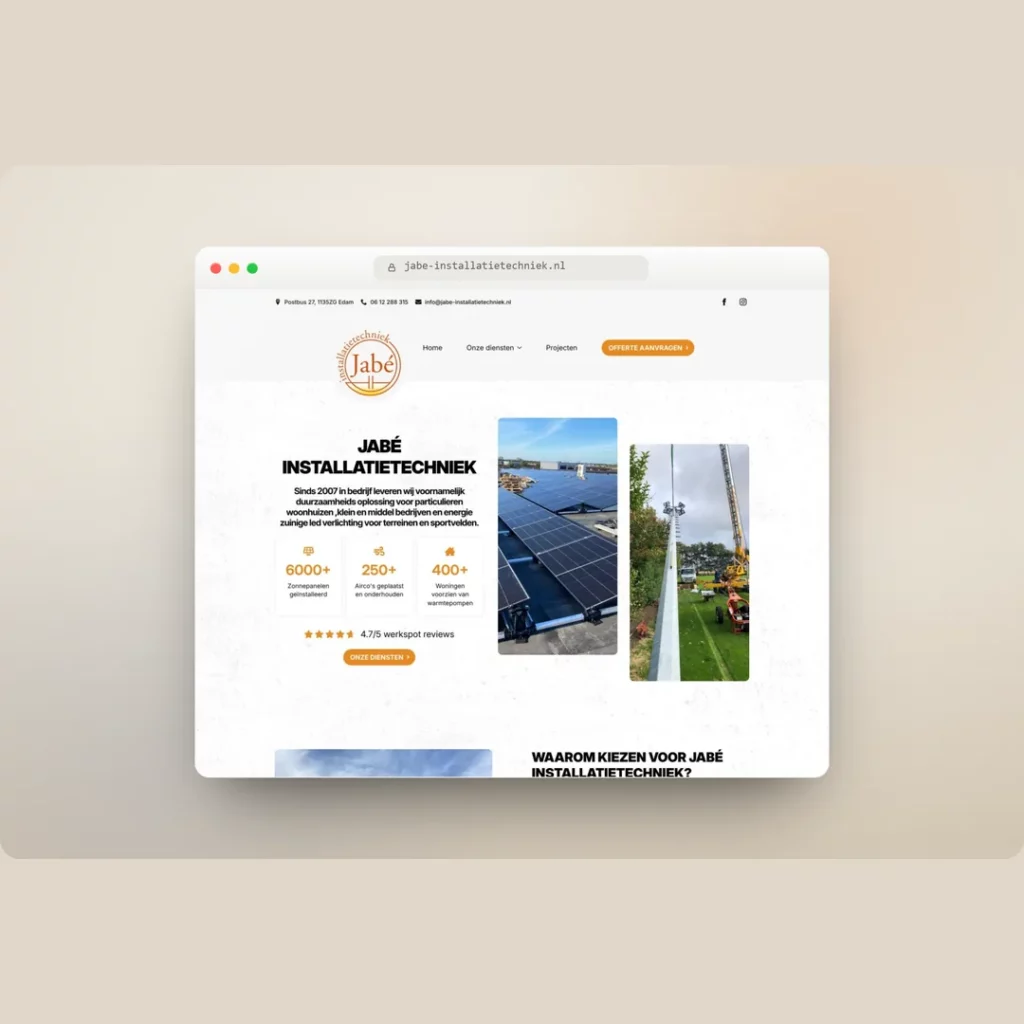 Project Jabé Installatietechniek door Oventa Webdesign