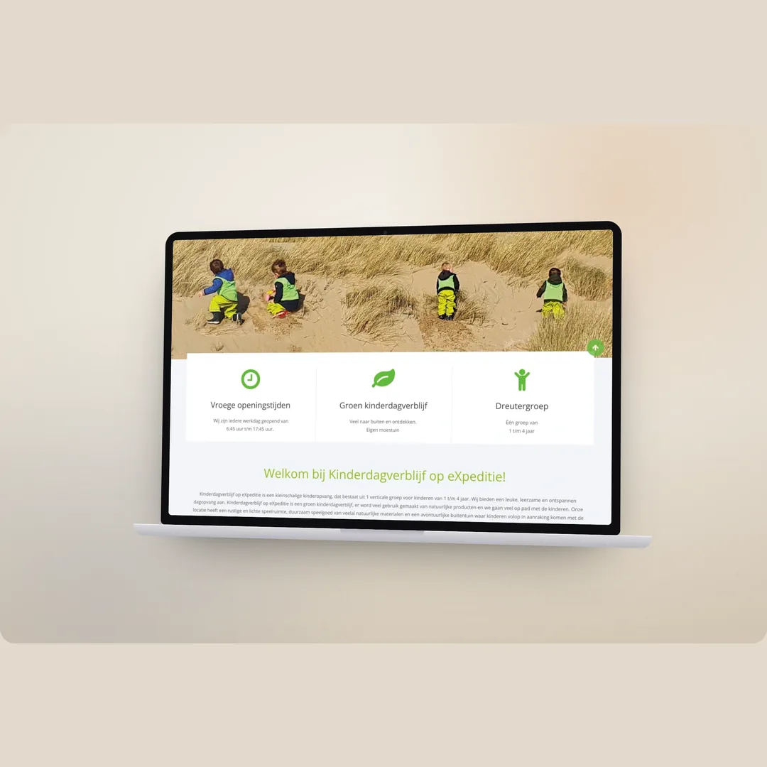 Website van KDV op eXpeditie op laptop