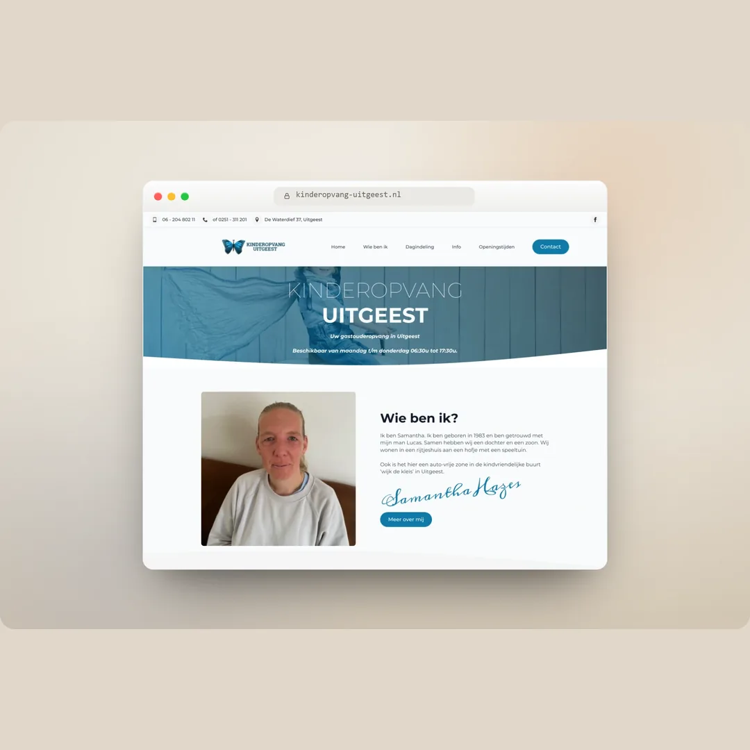 Website van Kinderopvang Uitgeest op desktop