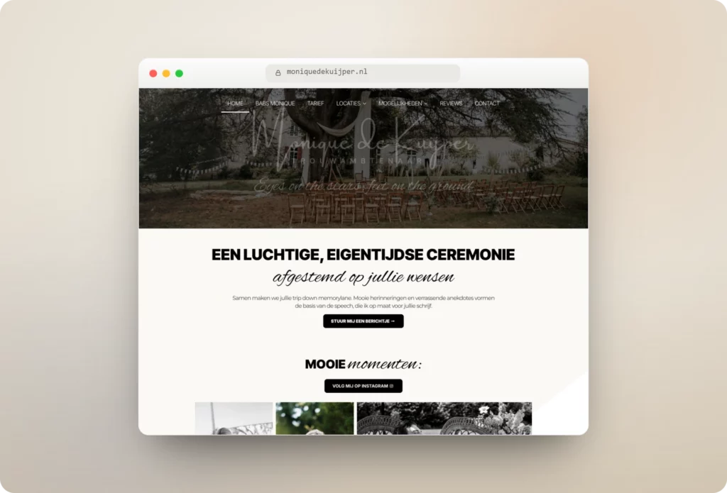 Project Trouwambtenaar Monique door Oventa Webdesign