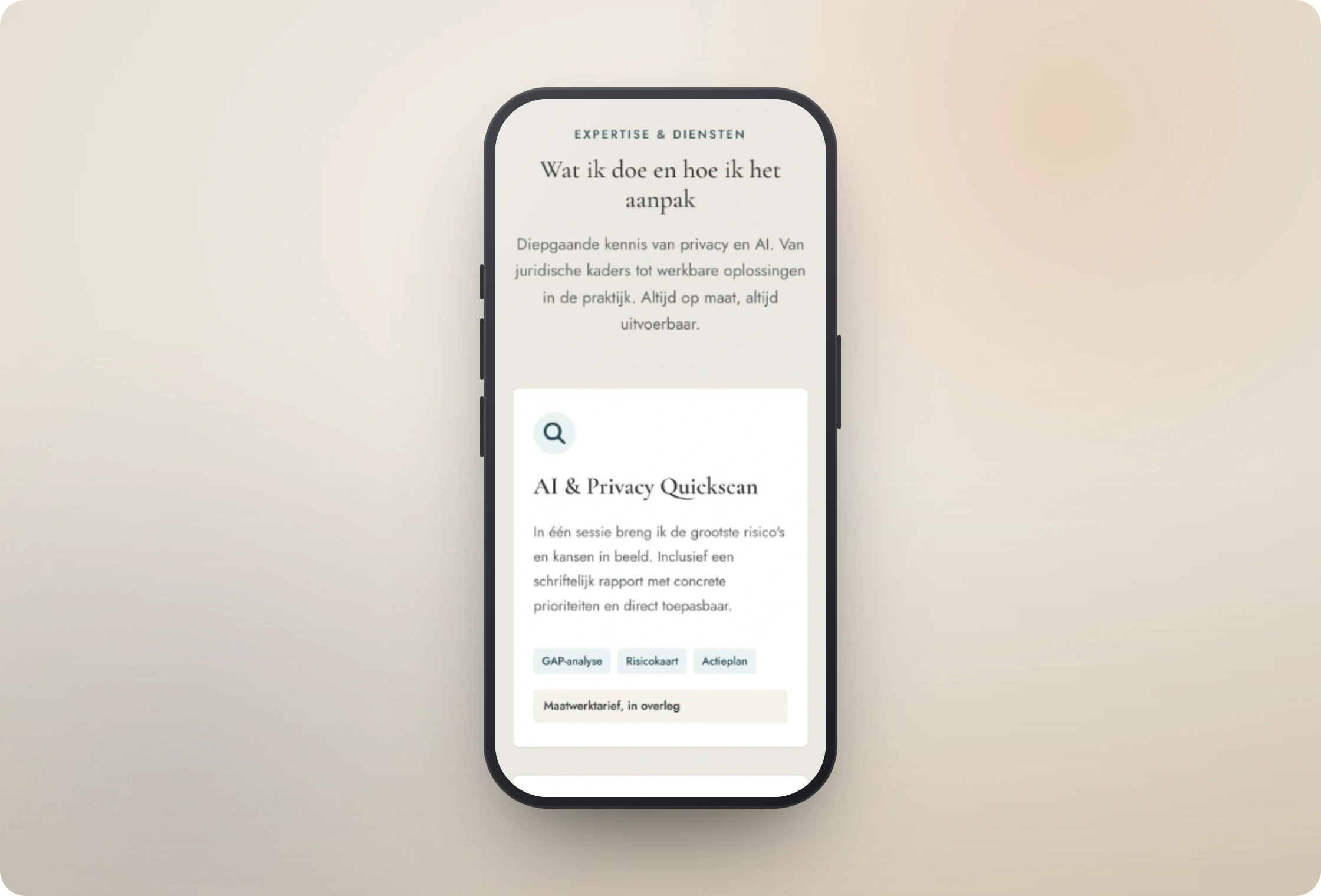 Website van Goed Geregeld op mobiel