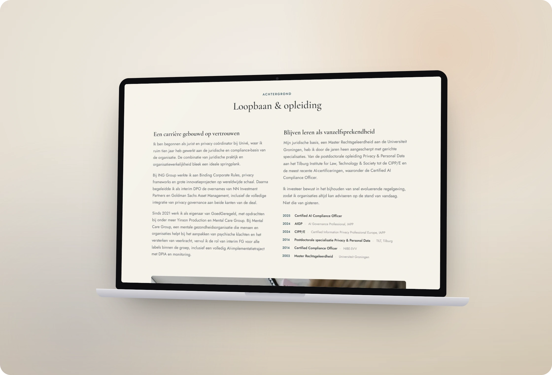 Website van Goed Geregeld op laptop