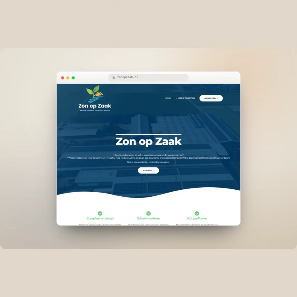 Project Zon op Zaak door Oventa Webdesign